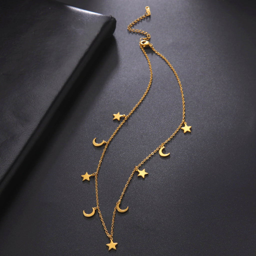 Moon & Star Pendant Necklace