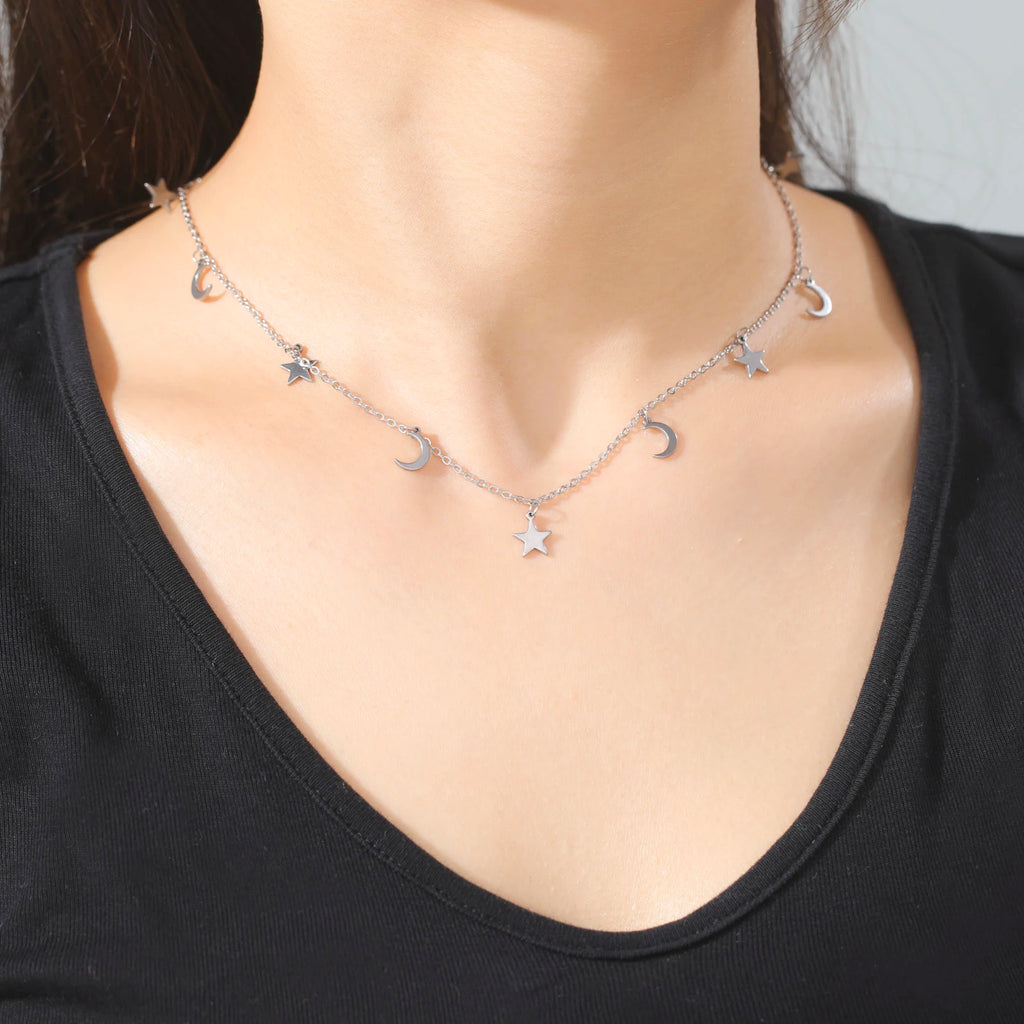 Moon & Star Pendant Necklace