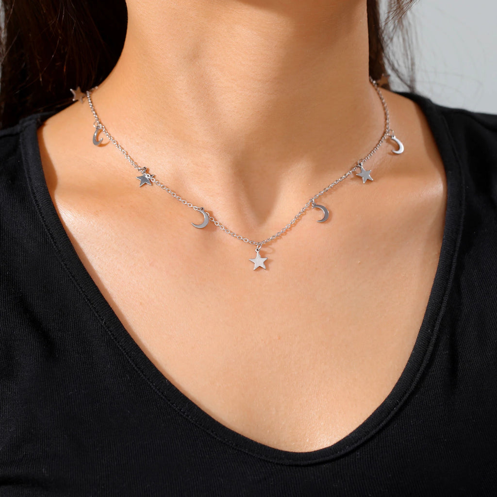 Moon & Star Pendant Necklace