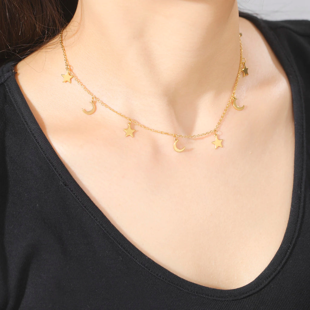 Moon & Star Pendant Necklace