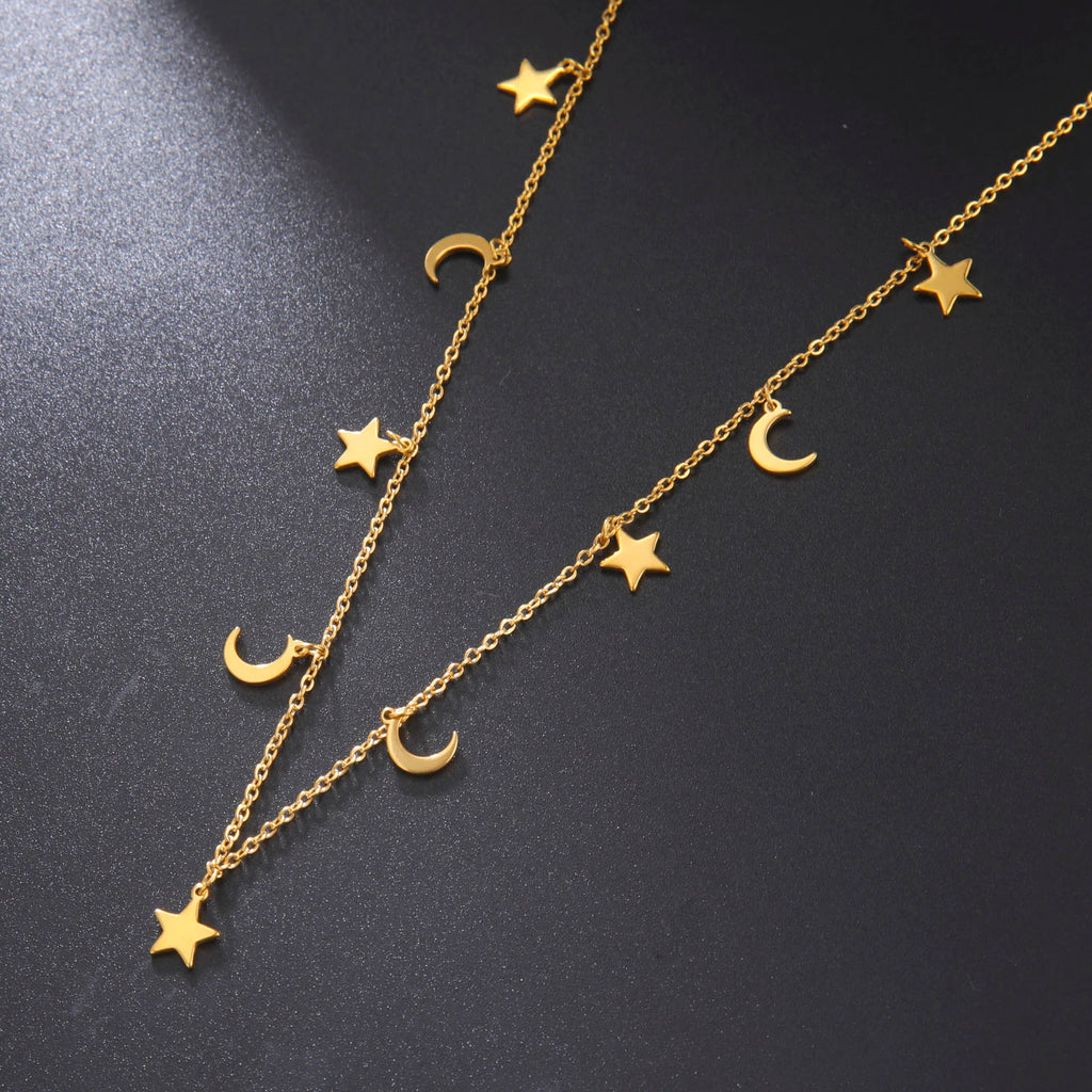 Moon & Star Pendant Necklace