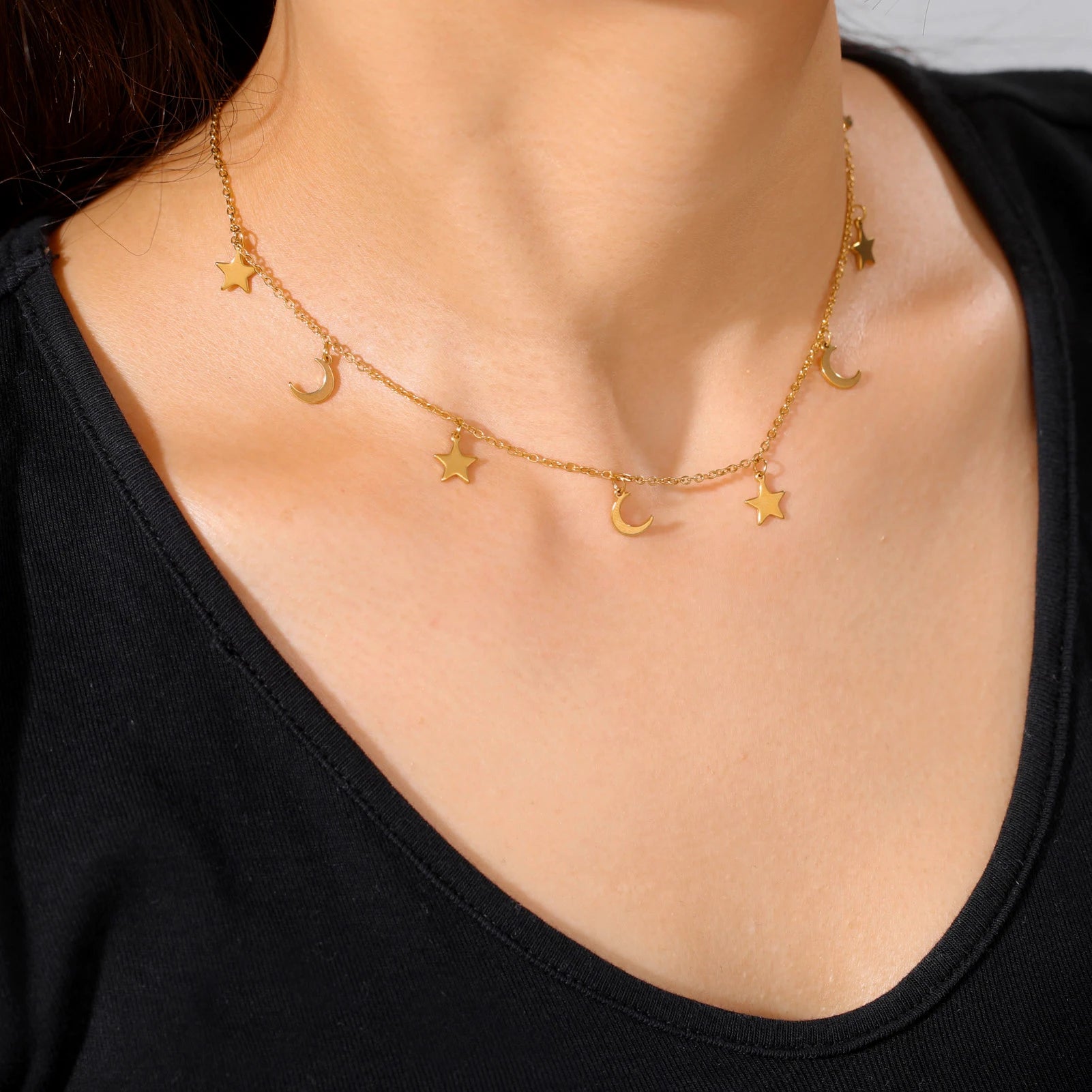 Moon & Star Pendant Necklace