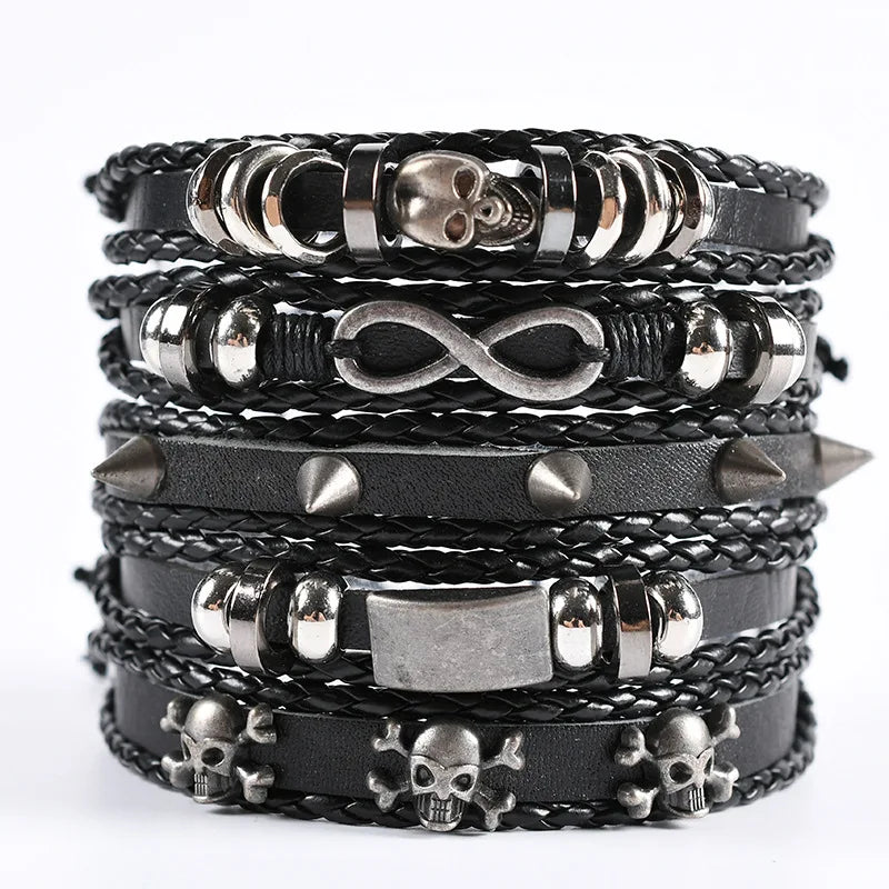 Viking Leather Skull Bracelet