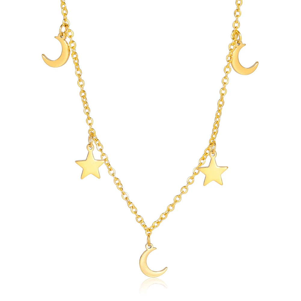 Moon & Star Pendant Necklace