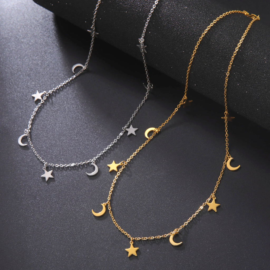 Moon & Star Pendant Necklace